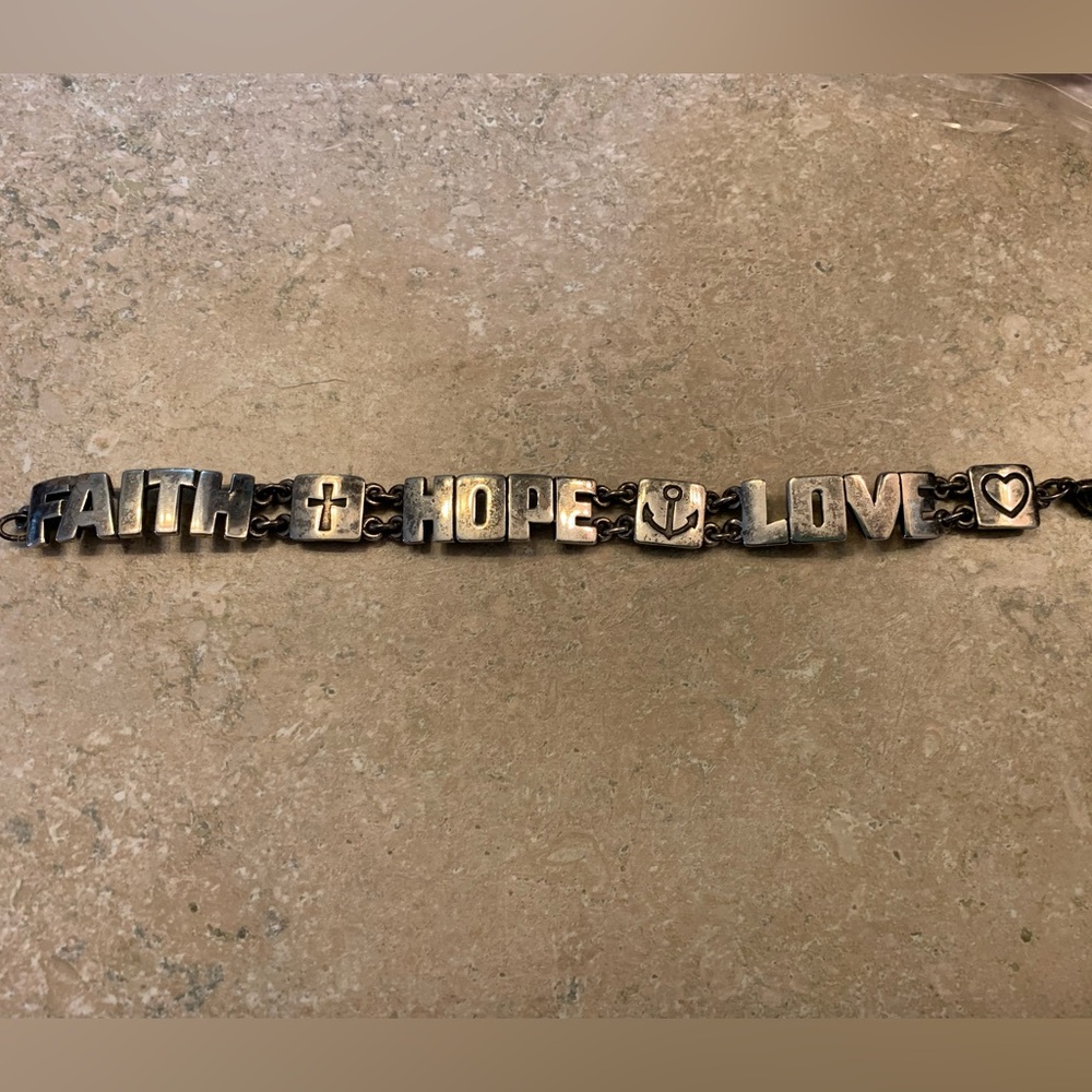 James Avery Retired 3D Faith, Hope, Love bracelet